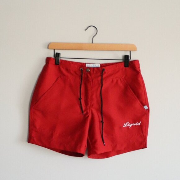 Liquid Boys Sz 10 Red Kids Swim Casual Drawstring Pocket Summer Shorts - Picture 1 of 11